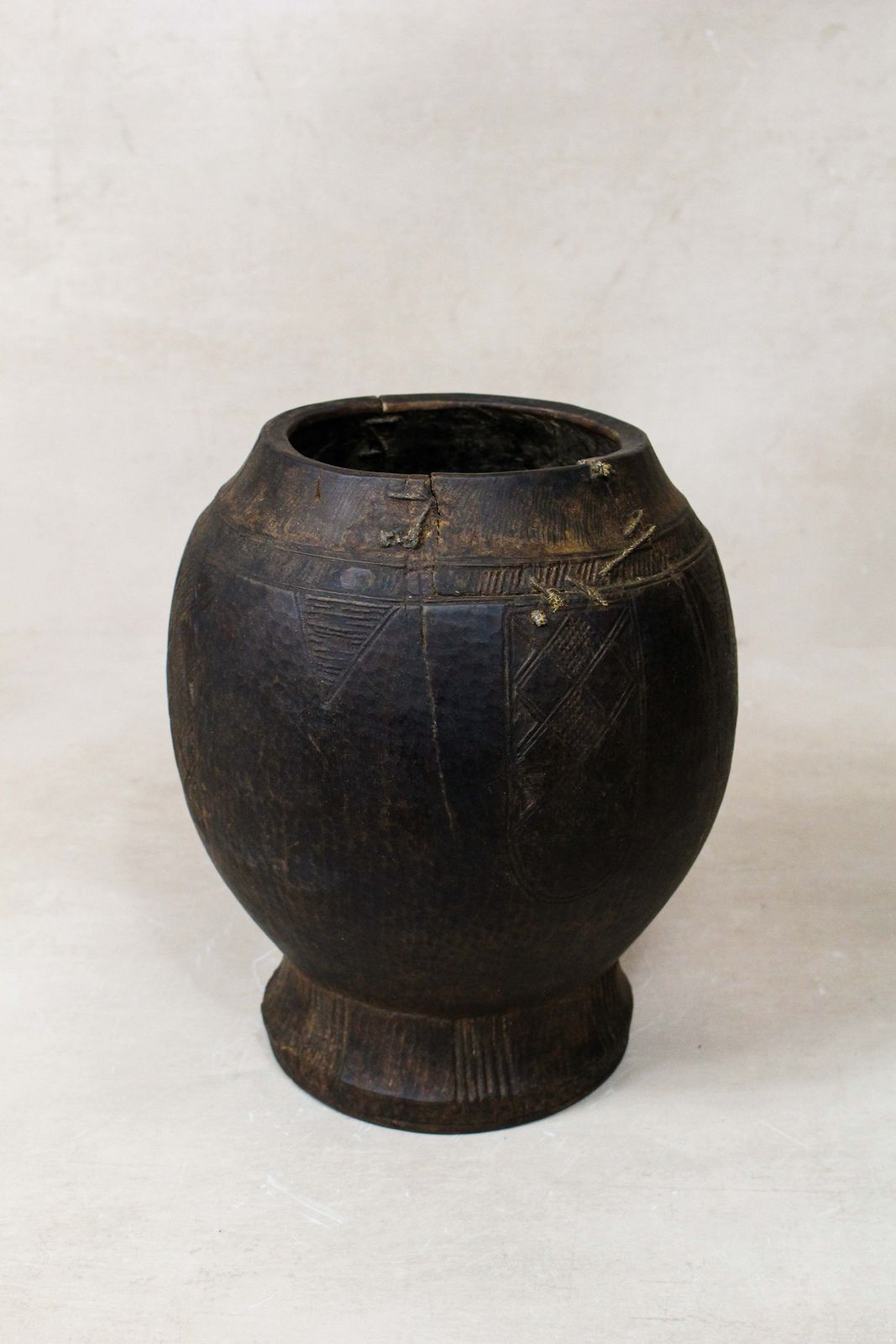 Antique "Stitched" Ethiopian Milk Pot   17.2 photo for sale