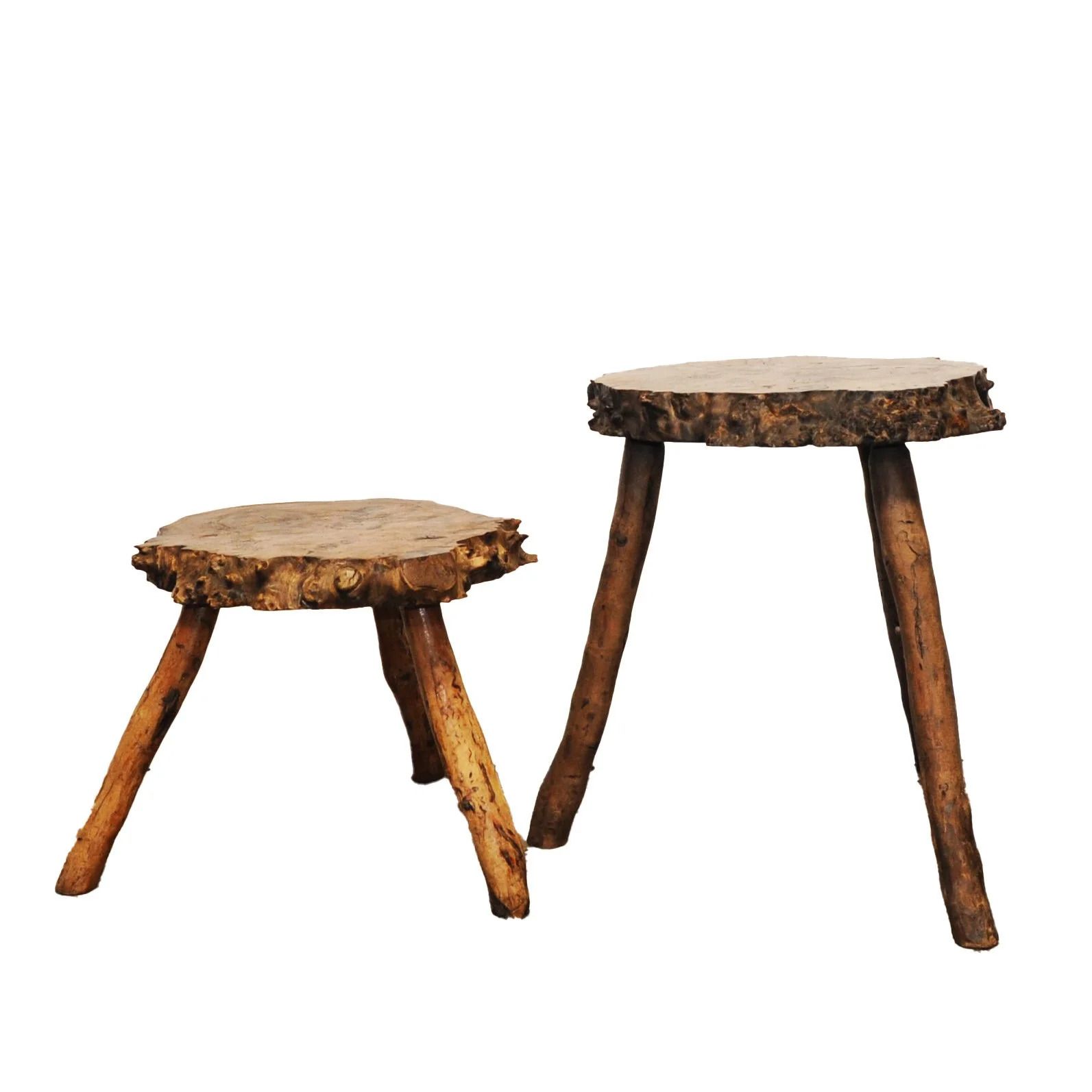 Pair Of Organic Sculptural Burr Walnut Coffee/ Side Tables, 1950s photo Furniture