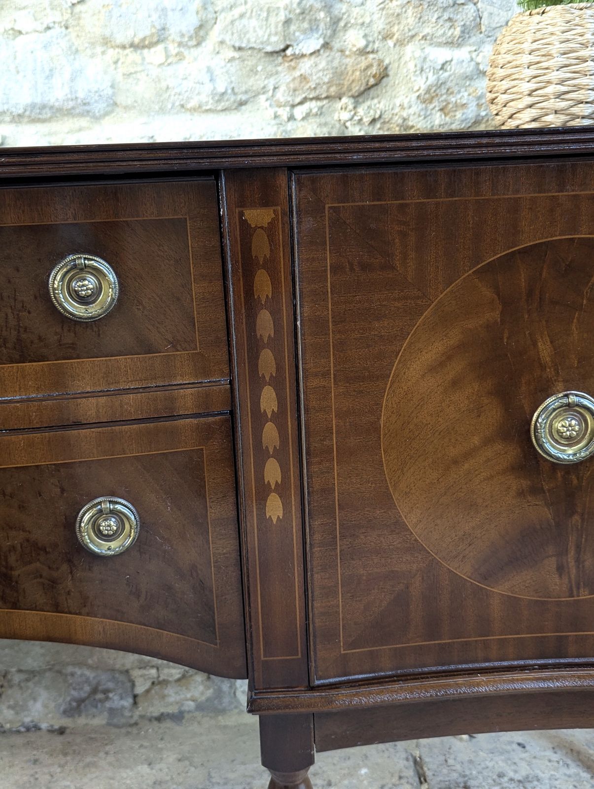 Regency Style Mahogany Sideboard With Drawers   Serpentine photo vintage