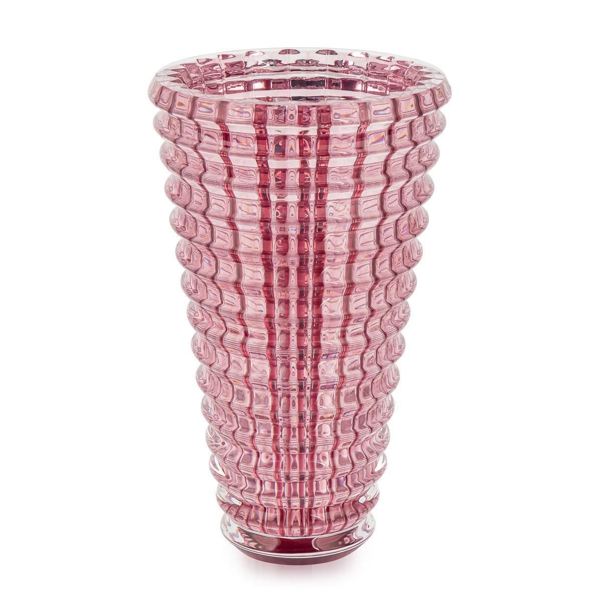 20th Century Baccarat French Crystal Oval Vase, Cut Glass Design photo Home Decor