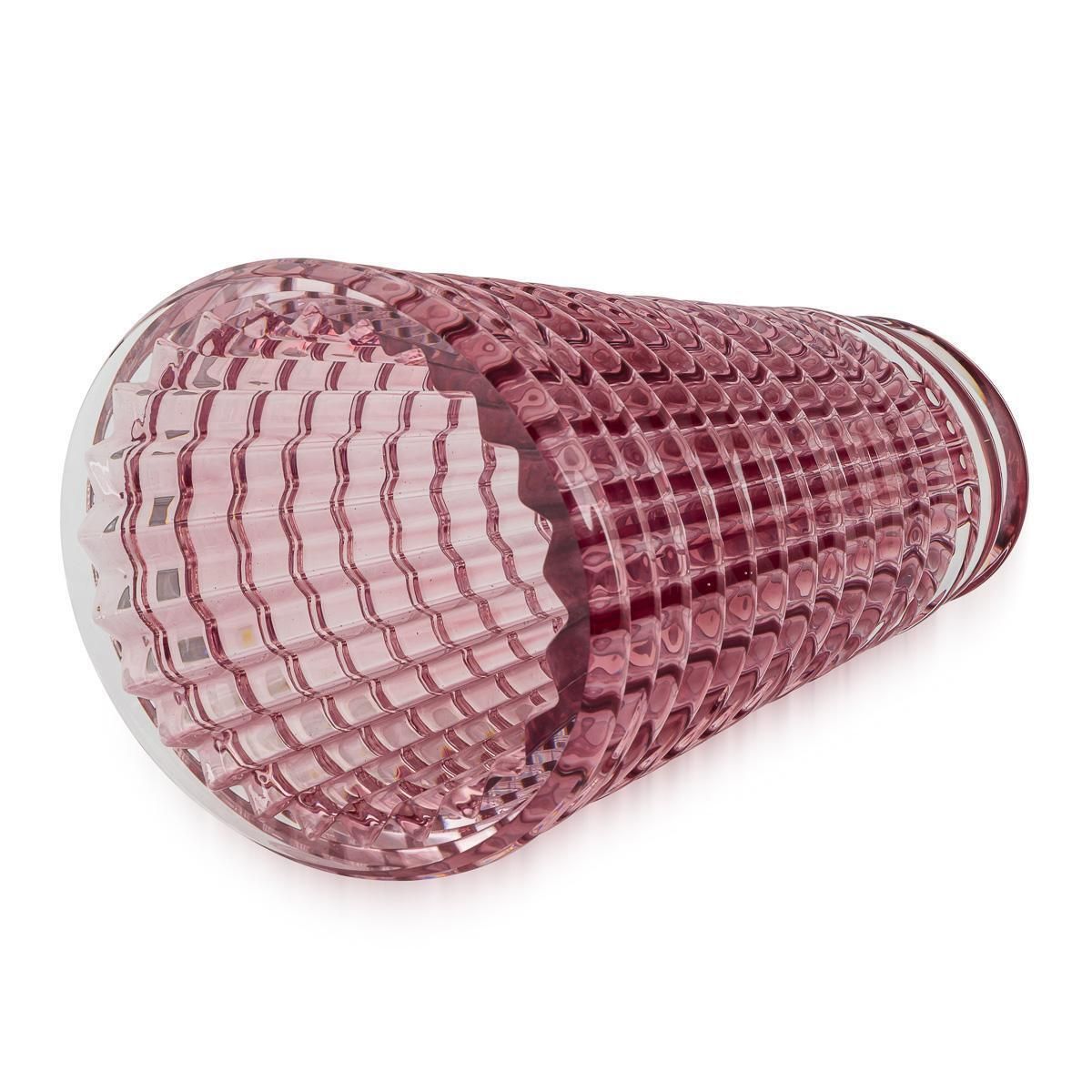 20th Century Baccarat French Crystal Oval Vase, Cut Glass Design photo vinterior