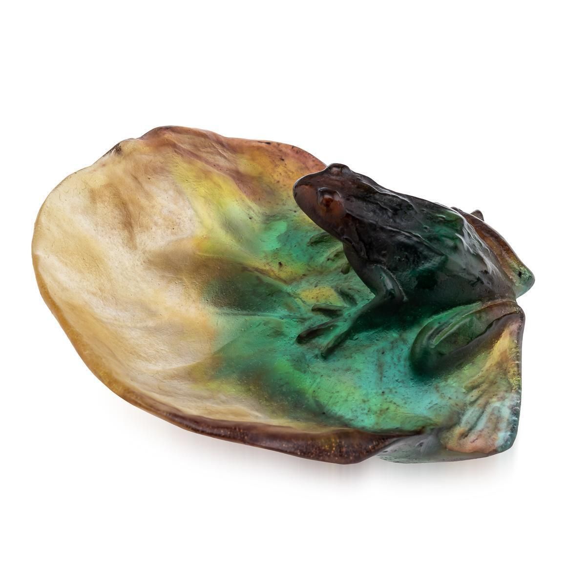 20th Century French La Pâte De Verre Large Frog On Lily Pad By Daum photo buy