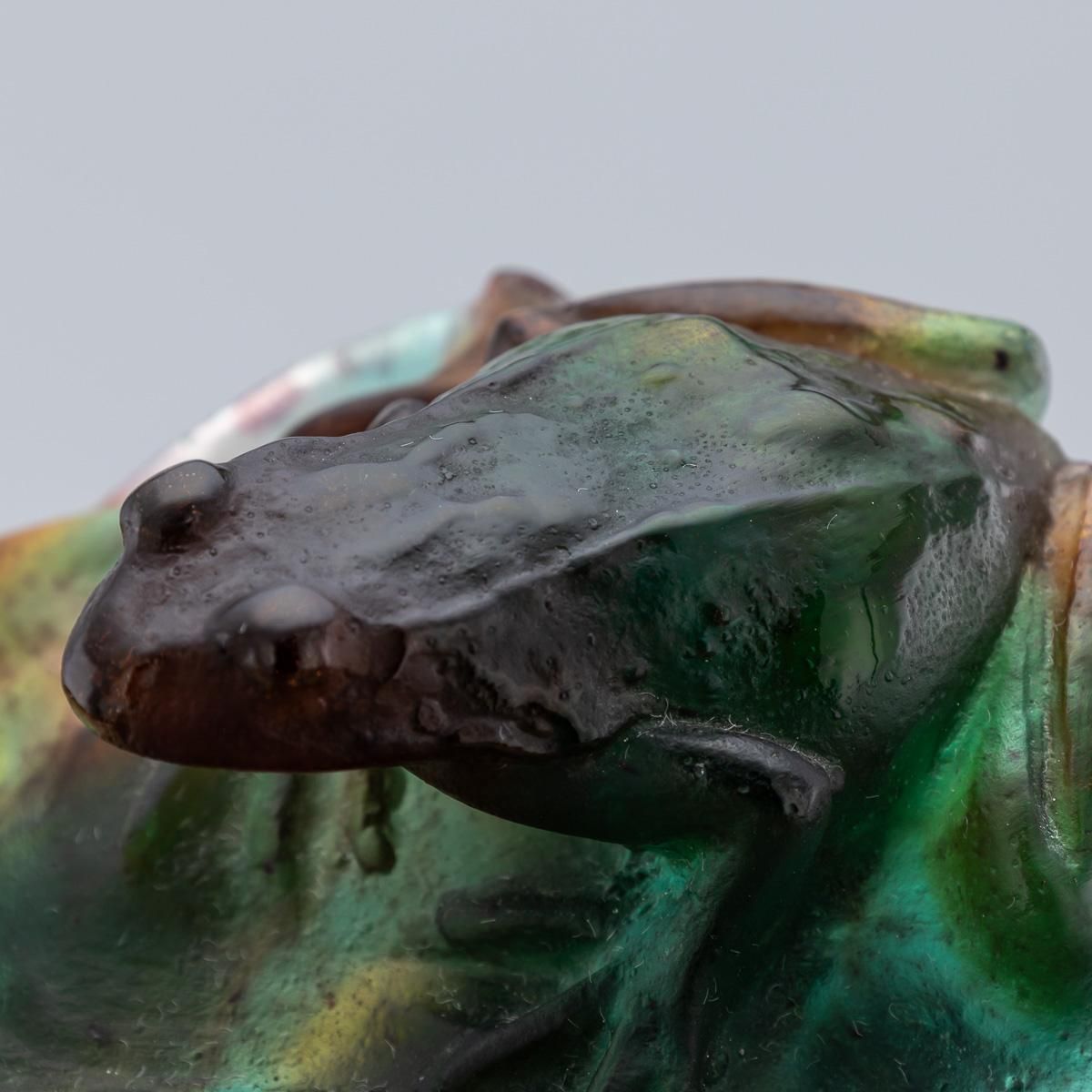 912.0 20th Century French La Pâte De Verre Large Frog On Lily Pad By Daum photo