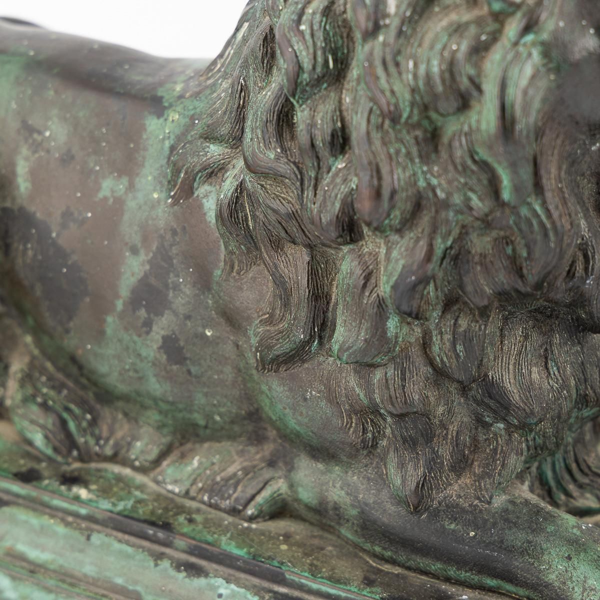 photo for sale Antique 19thc Victorian Pair Of Verdigris Patinated Bronze Trafalgar Lions C1870