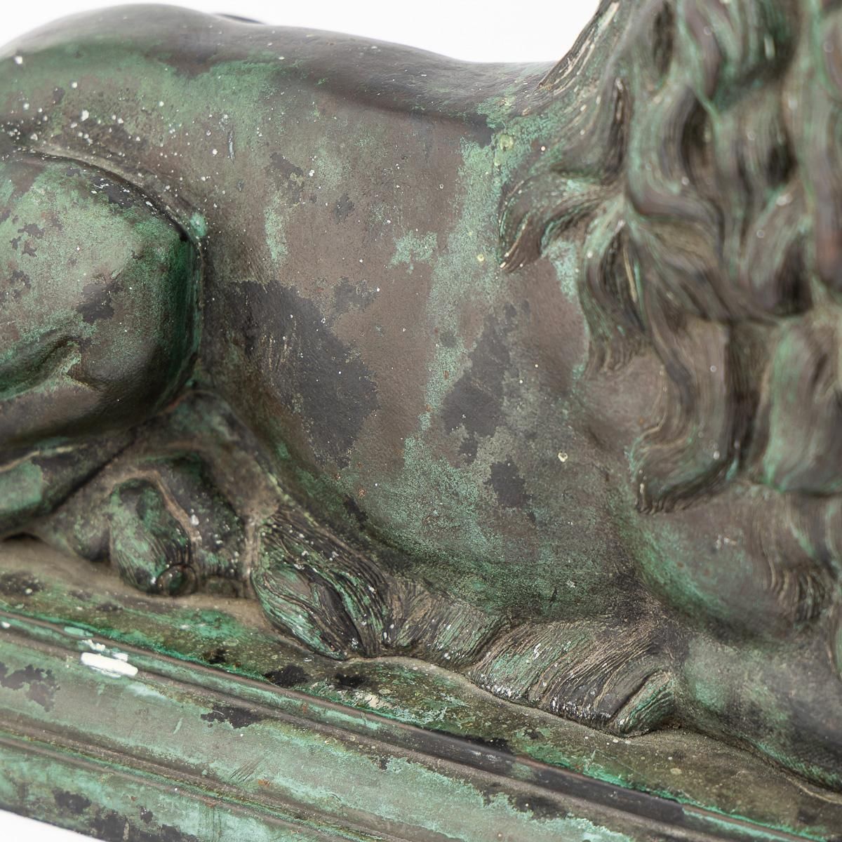 Art Antique 19thc Victorian Pair Of Verdigris Patinated Bronze Trafalgar Lions C1870 photo