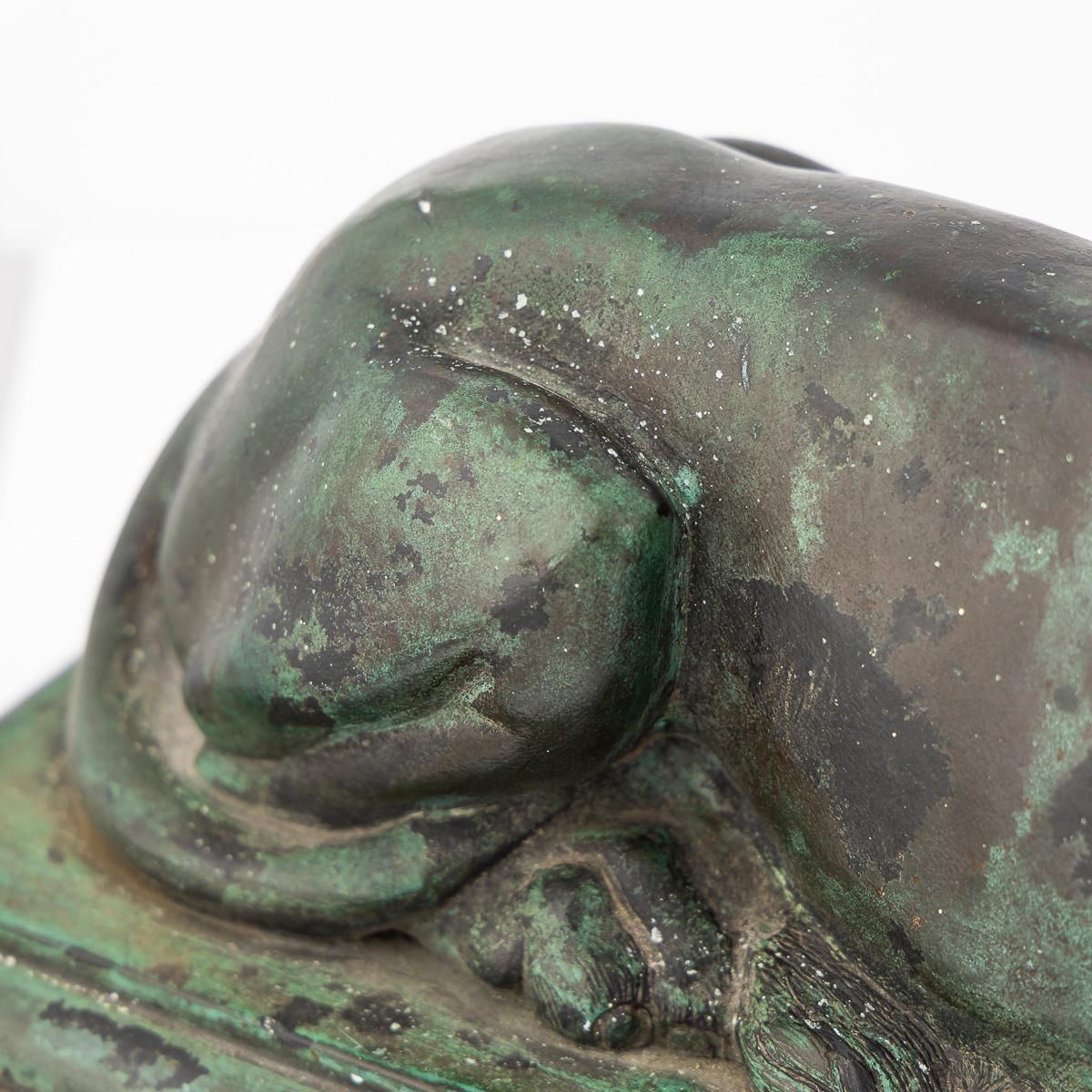 3664.0 Antique 19thc Victorian Pair Of Verdigris Patinated Bronze Trafalgar Lions C1870 photo