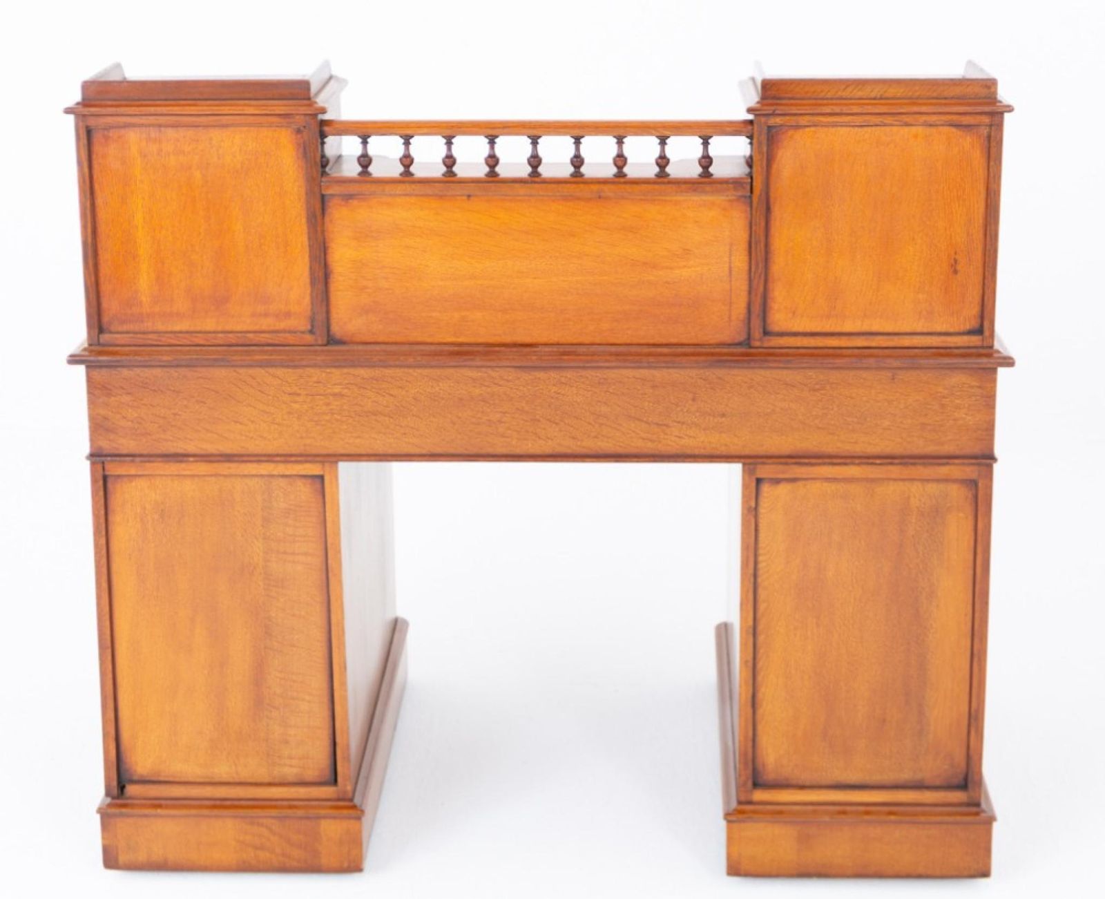 Victorian Dickens Desk Oak Pedestal Writing Table 1860 photo vintage