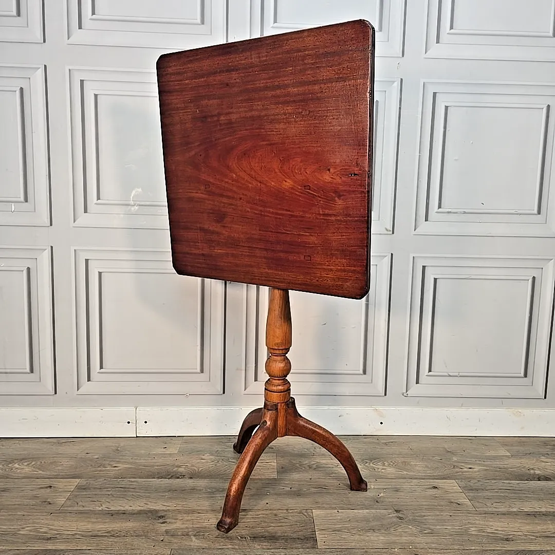 Antique Tilt Top Table Mahogany Tripod Occasional Wine Side Table Solid Wood