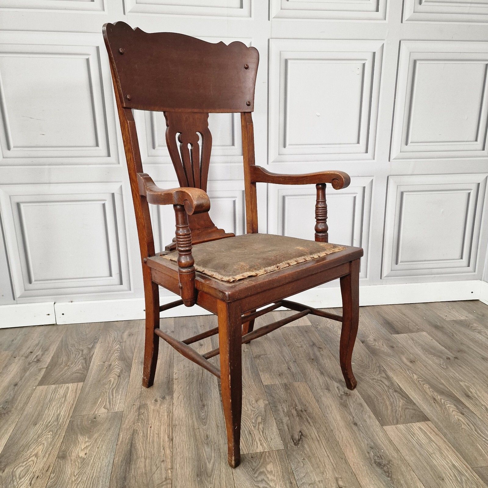 Antique High Back Armchair Turned Chair Arts & Crafts Carver Art Nouveau photo furniture