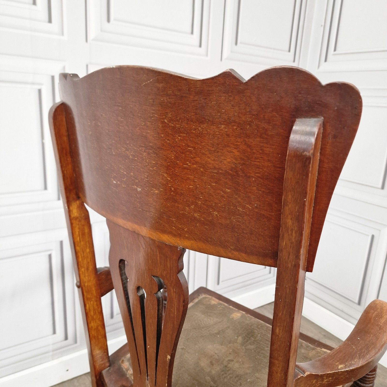 180.0 Antique High Back Armchair Turned Chair Arts & Crafts Carver Art Nouveau photo