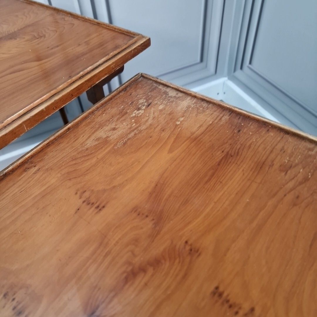 Antique Nest Of Tables Wooden Side Trio Veneer Top Liberty Georgian Style photo buy