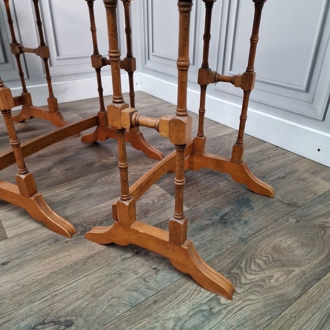 photo furniture Antique Nest Of Tables Wooden Side Trio Veneer Top Liberty Georgian Style