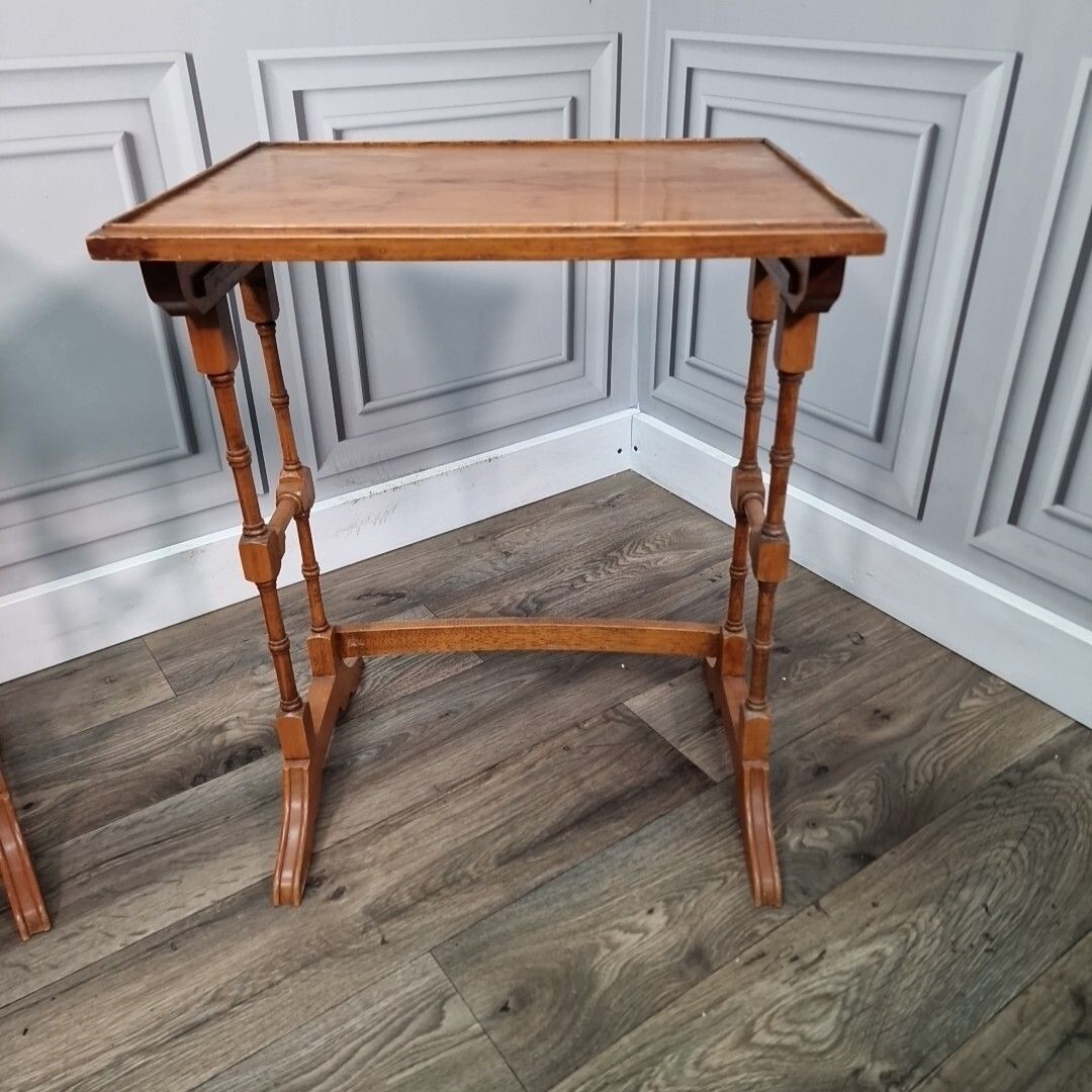 photo vinterior Antique Nest Of Tables Wooden Side Trio Veneer Top Liberty Georgian Style