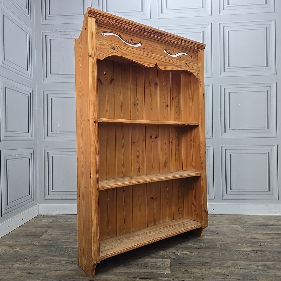 Vintage Pine Wall Shelf – Rustic Wooden Shelving Bookcase – Country Kitchen Rack photo furniture