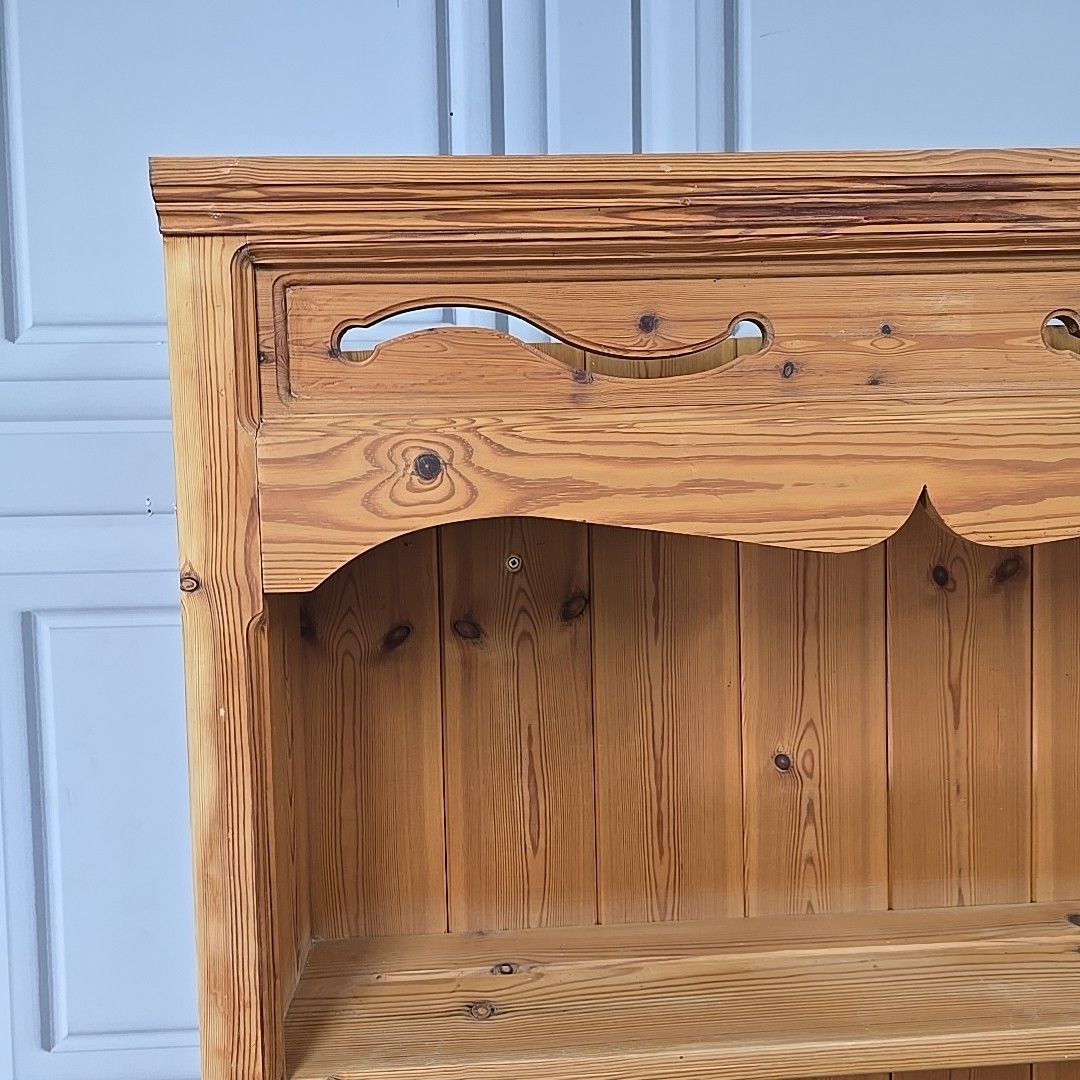 Vintage Pine Wall Shelf – Rustic Wooden Shelving Bookcase – Country Kitchen Rack photo 170.0