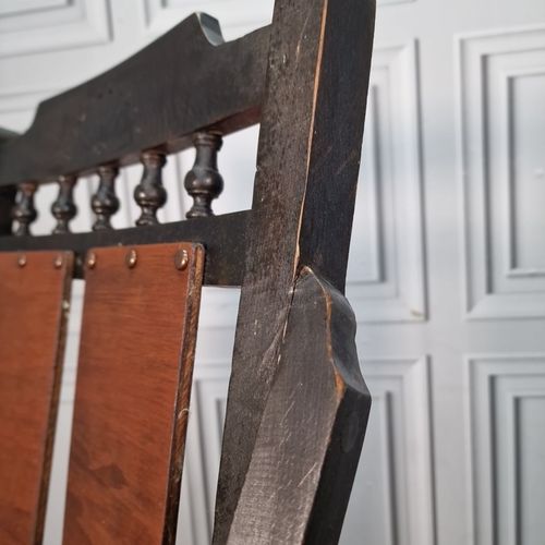 photo vintage Antique Wooden Rocking Chair Moulded Panelled Seat  Turned Frame Victorian