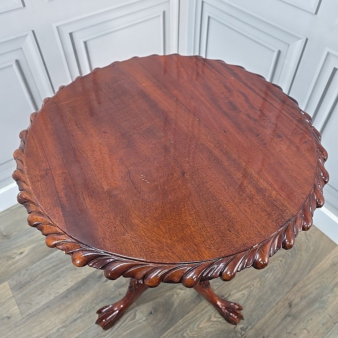 photo for sale Antique Mahogany Wine Table Tilt Top – Carved Ball Claw Feet Chippendale