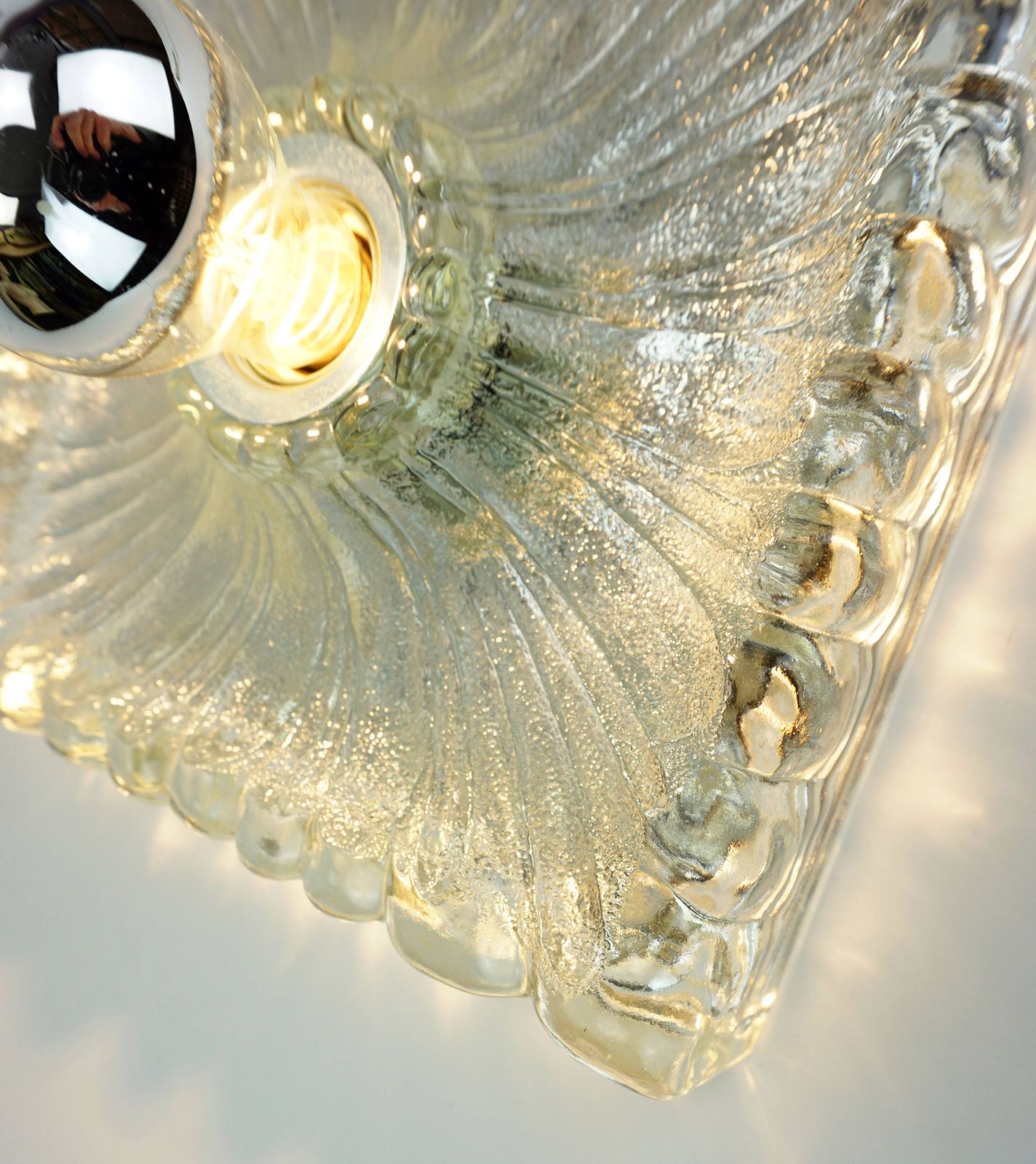 photo for sale Heavy Frosted Glass Wall Sconce From The 1960s 70s By Hustadt Leuchten