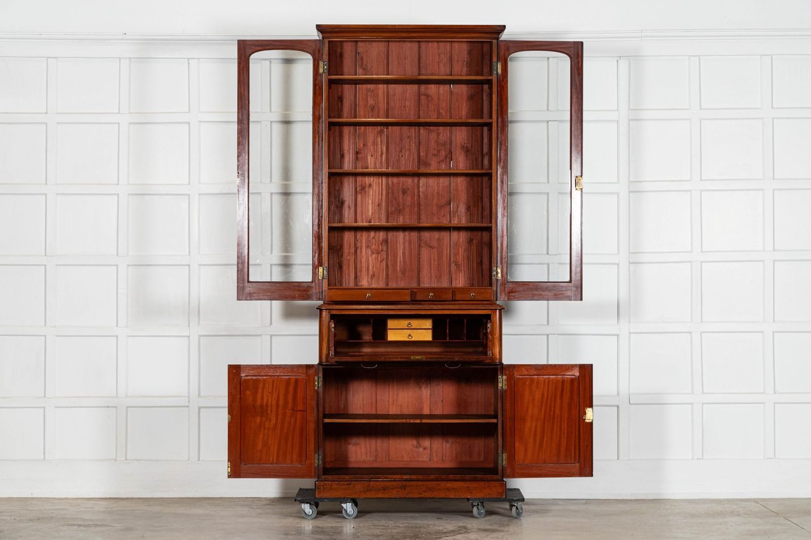 English 19thc Mahogany Bookcase Secretaire photo furniture