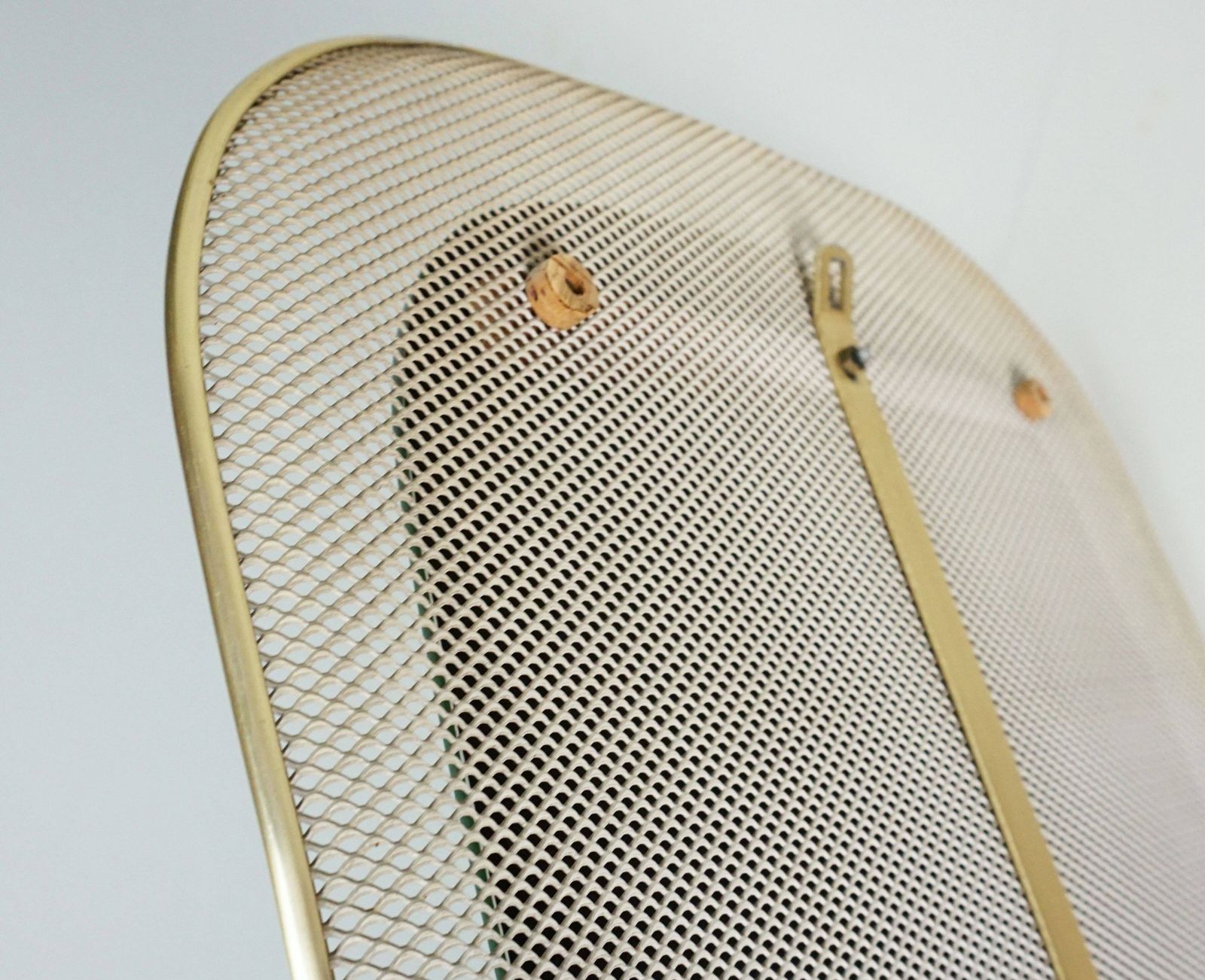 photo furniture Beautiful 1950s Wall Mirror In Mid Century Modern Style With A Metal Mesh And Brass Frame