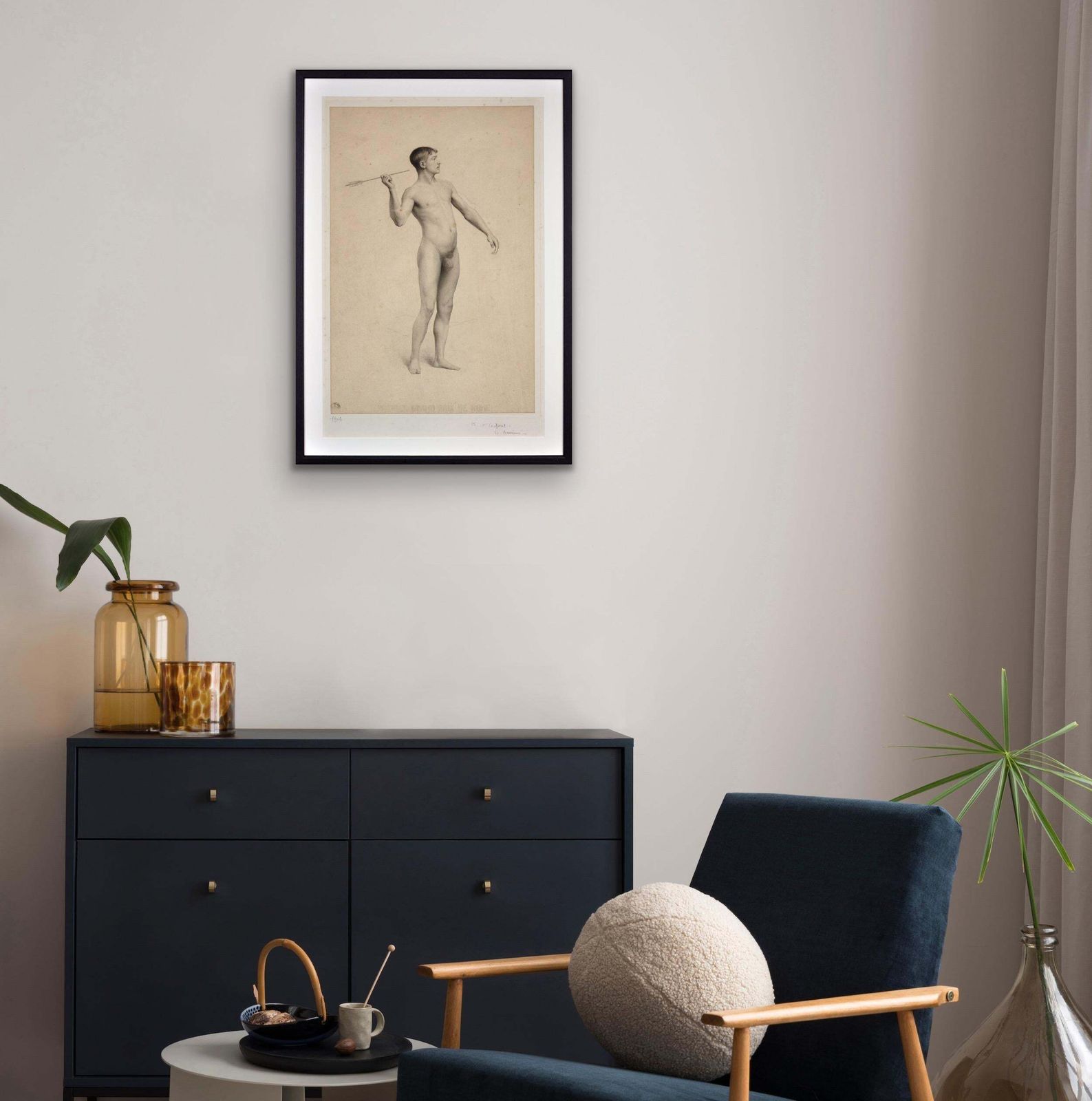 photo furniture Framed Period Print Grand Prix De Rome Submission Circa 1906 Académie D’homme Nude Throwing An Arrow