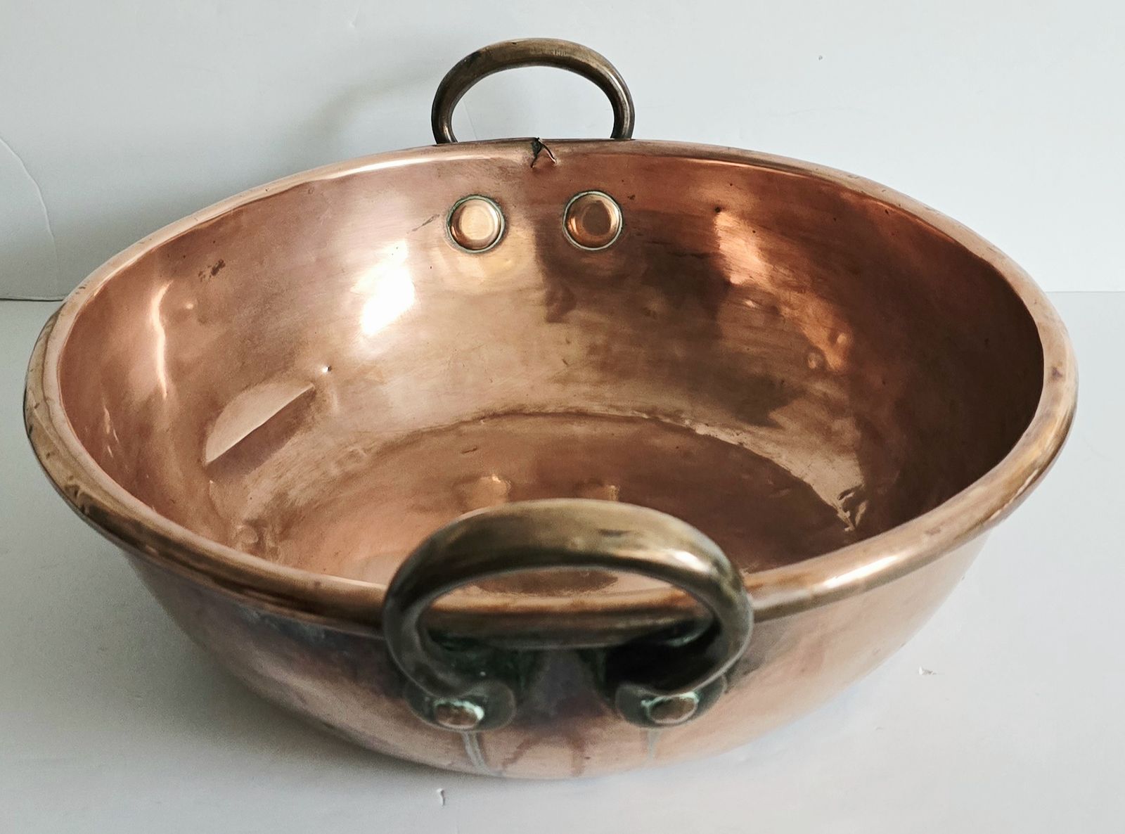 Large Antique Copper Cauldron, 19th Century. photo vintage
