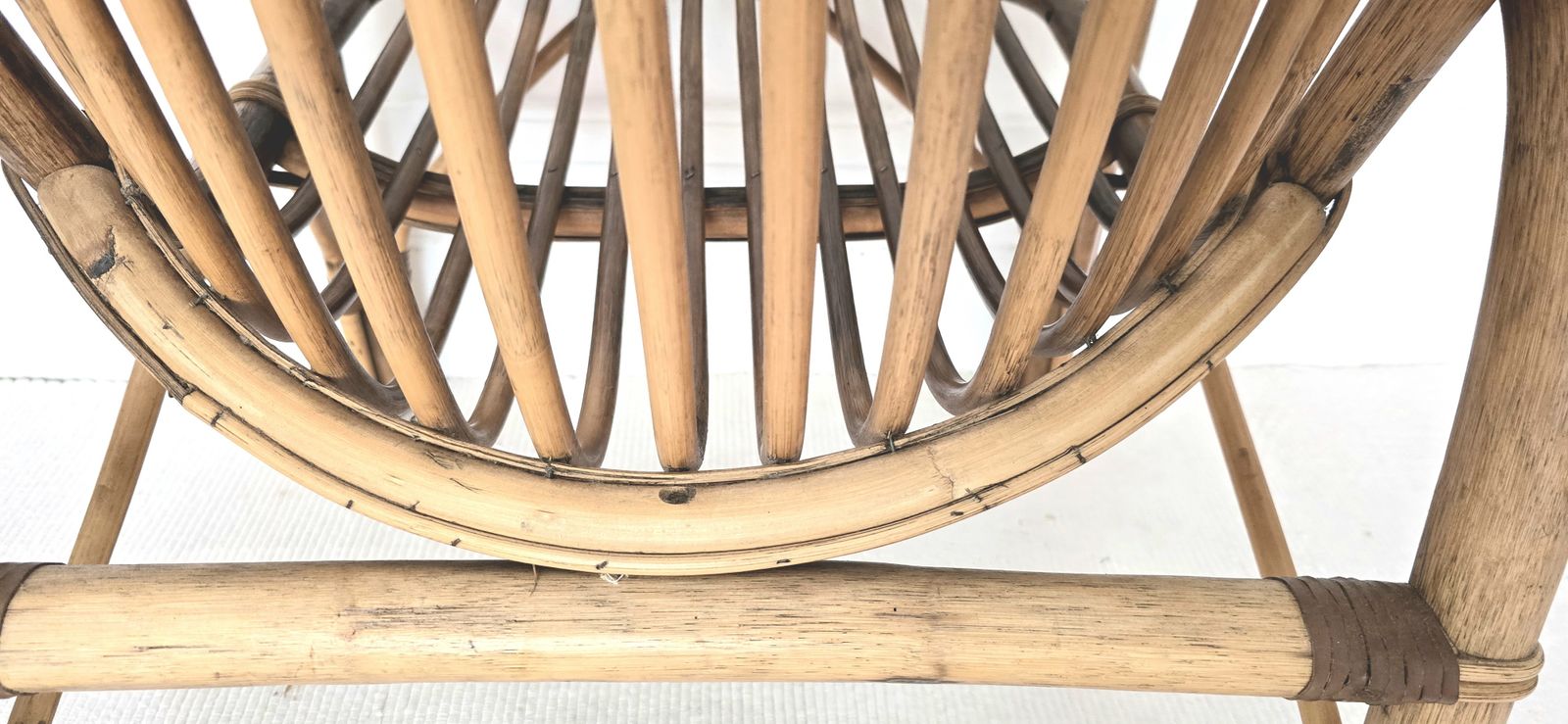 Mid Century Italian Bent Bamboo & Leather Lounge Chair photo 295.0