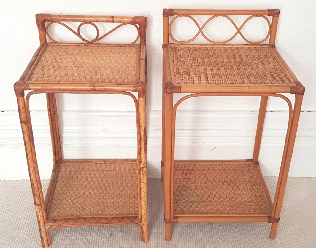 A Pair Of Mid Century Italian Bamboo & Rattan Bedside Tables photo 350.0