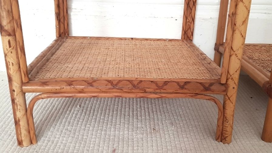 A Pair Of Mid Century Italian Bamboo & Rattan Bedside Tables photo vinterior