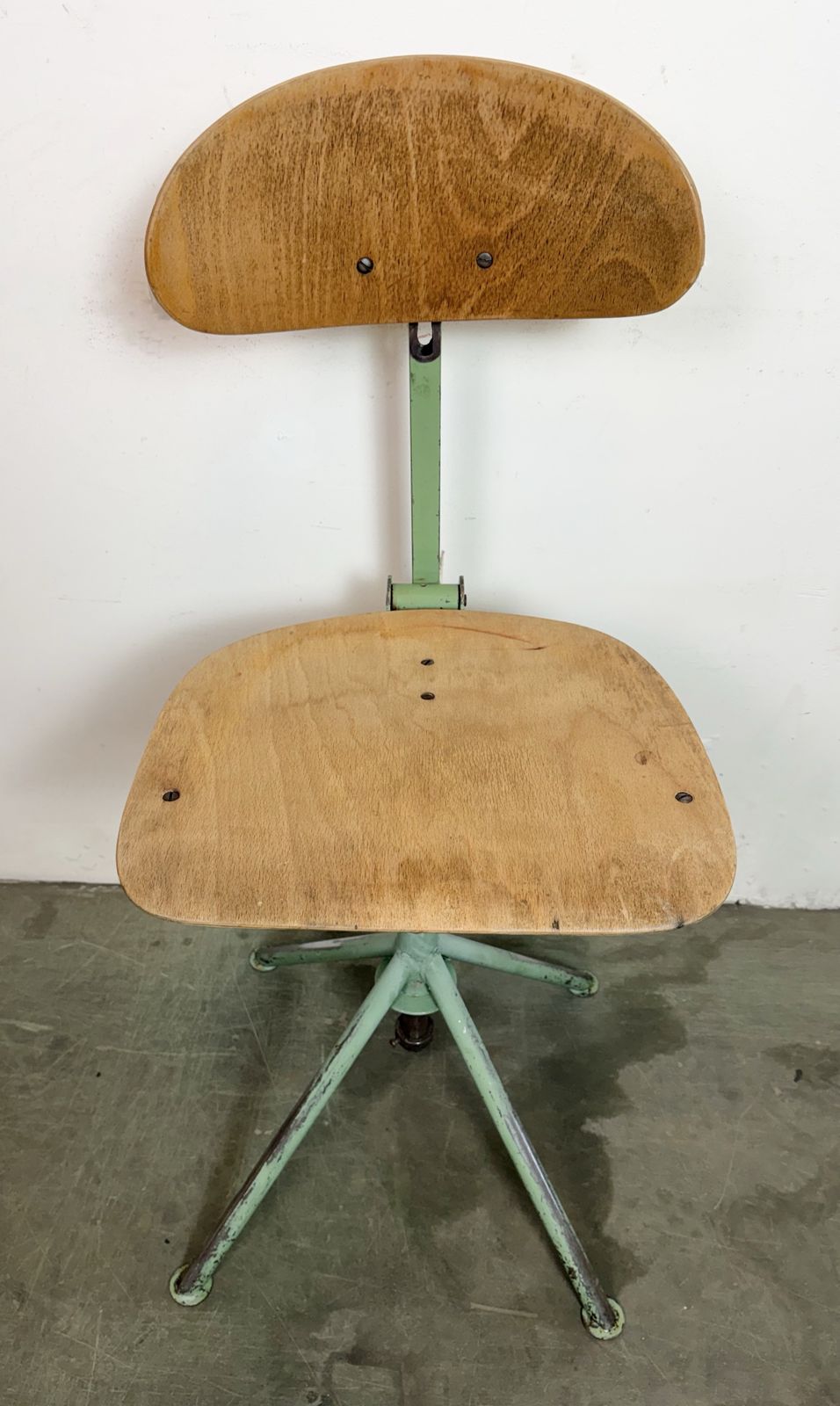 Green Industrial Workshop Chair, 1950s, 3x photo furniture