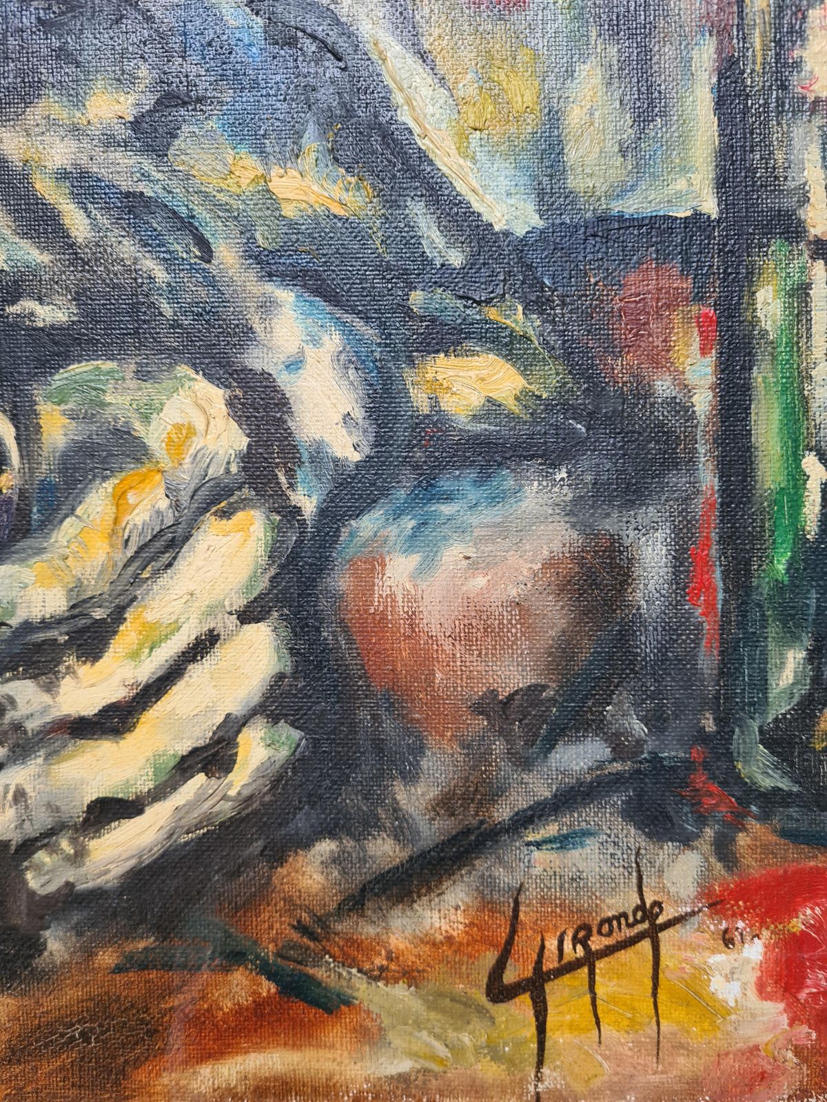 Midcentury Expressionist Portrait Painting, Oil On Canvas, Circle Ludwig Meidner From 1961 By Lirondo photo vinterior