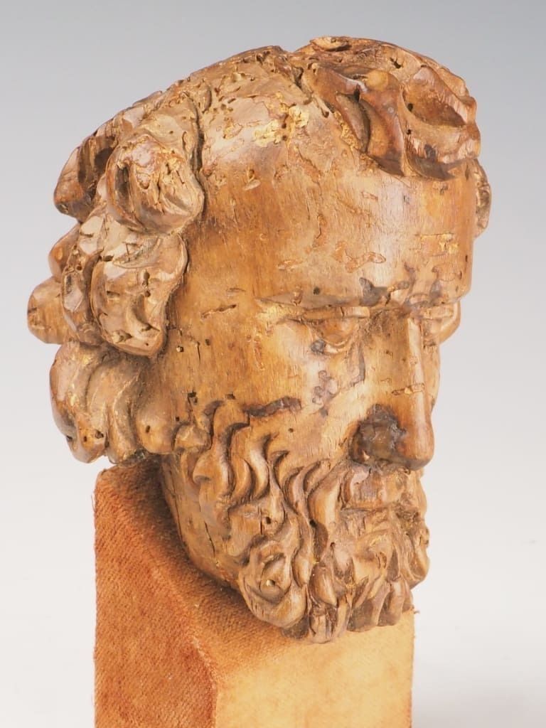 16th Century Carved Wooden Head Of A Philosopher / Religious Figure photo buy