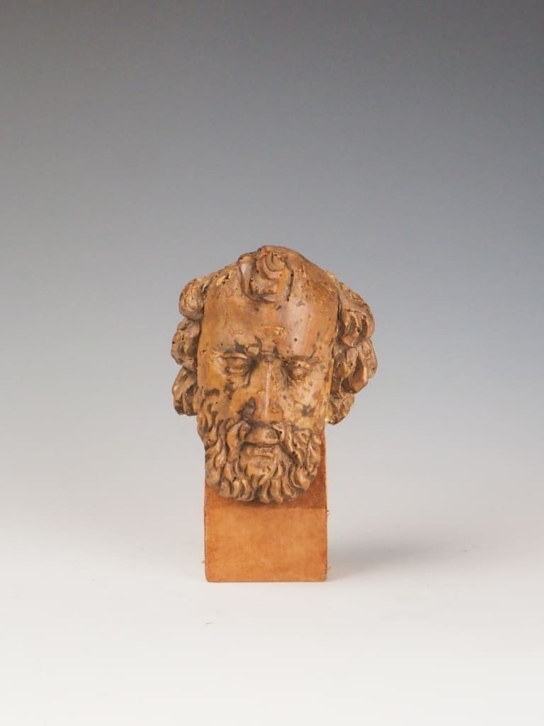 photo furniture 16th Century Carved Wooden Head Of A Philosopher / Religious Figure