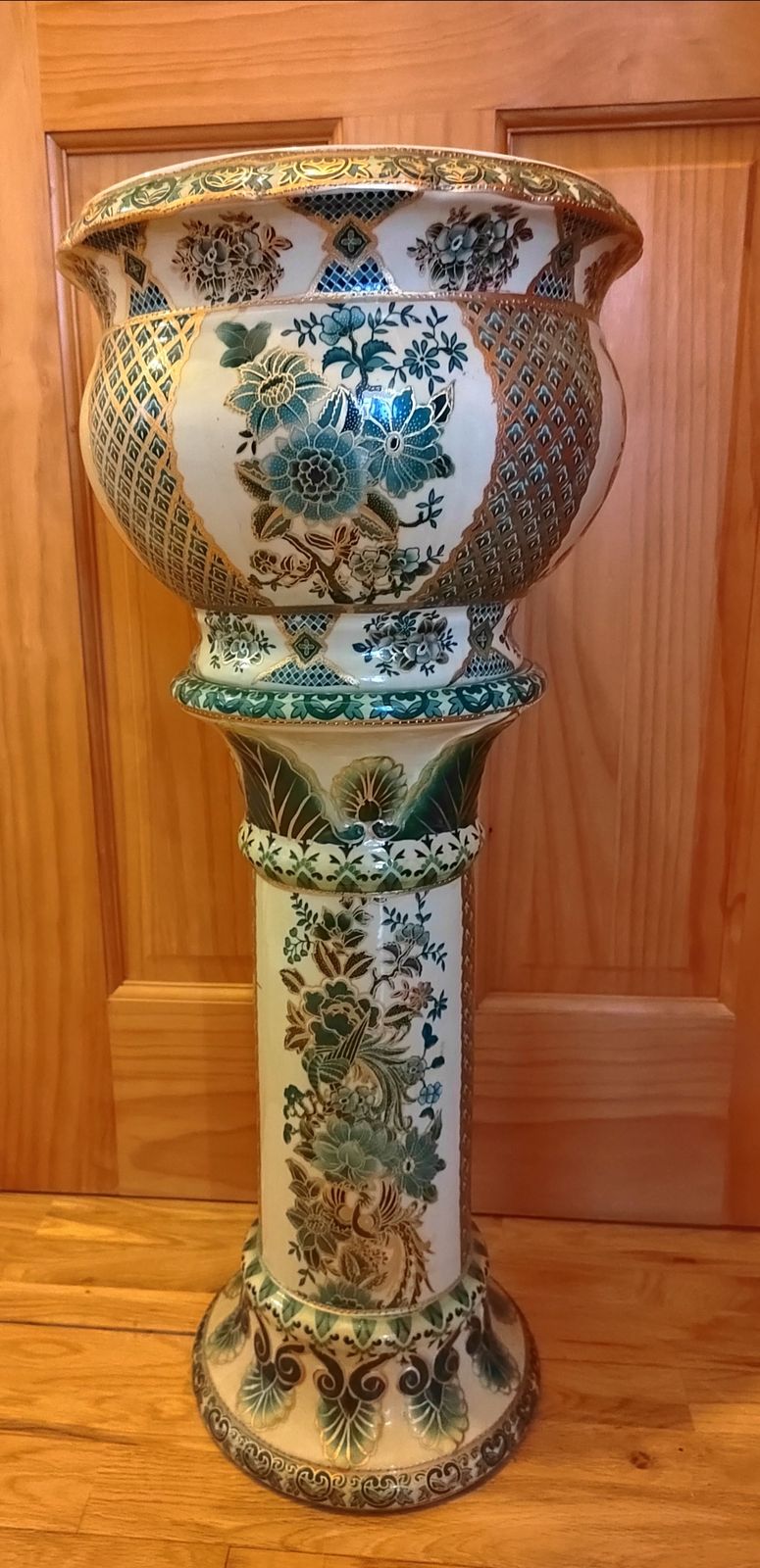 Vintage Jardiniere Plant Stand And Pot