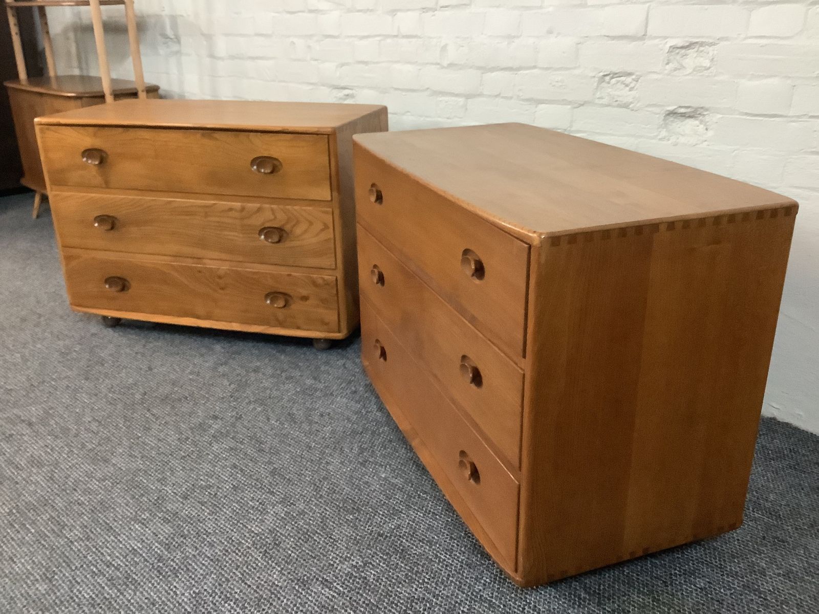 Pair Of Ercol 412 Windsor Chest Of Drawers In Natural Elm Finish. photo buy