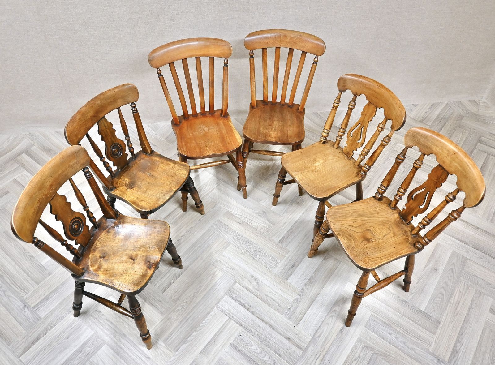 Harlequin Set Of 6 Farmhouse Kitchen Dining Chairs photo for sale
