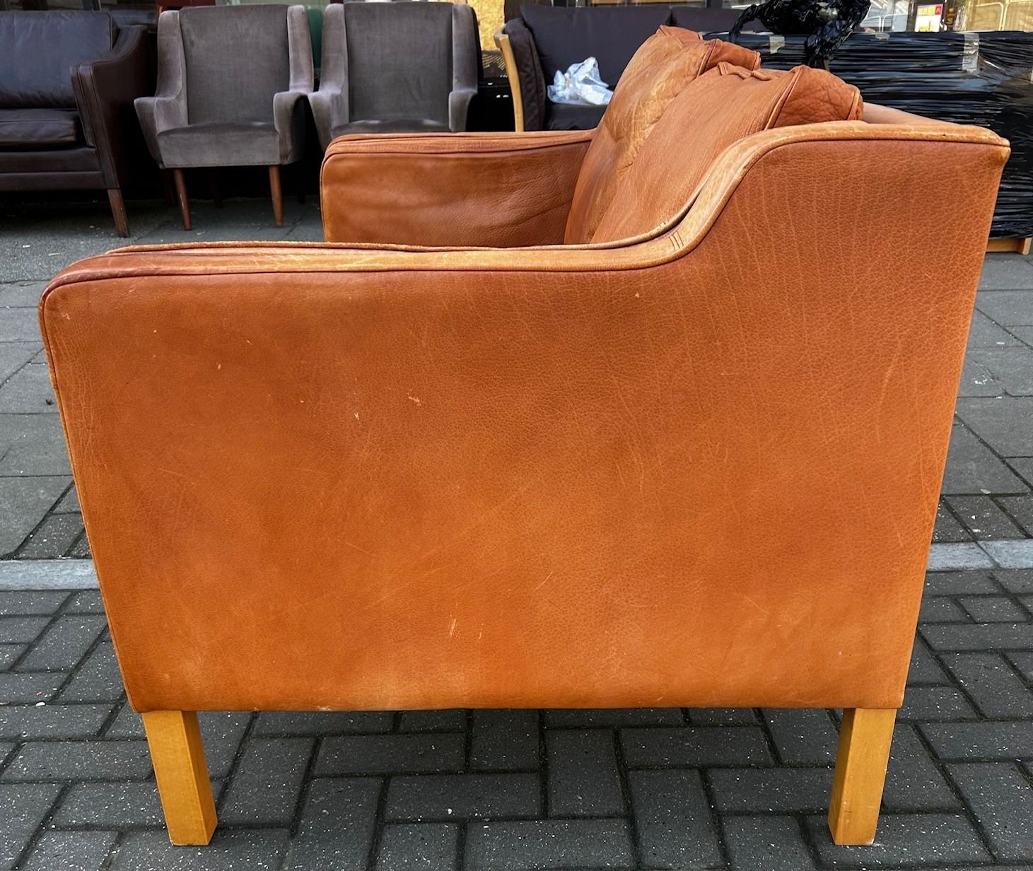 Danish 2 Seater Cognac Leather Colour Sofa photo furniture