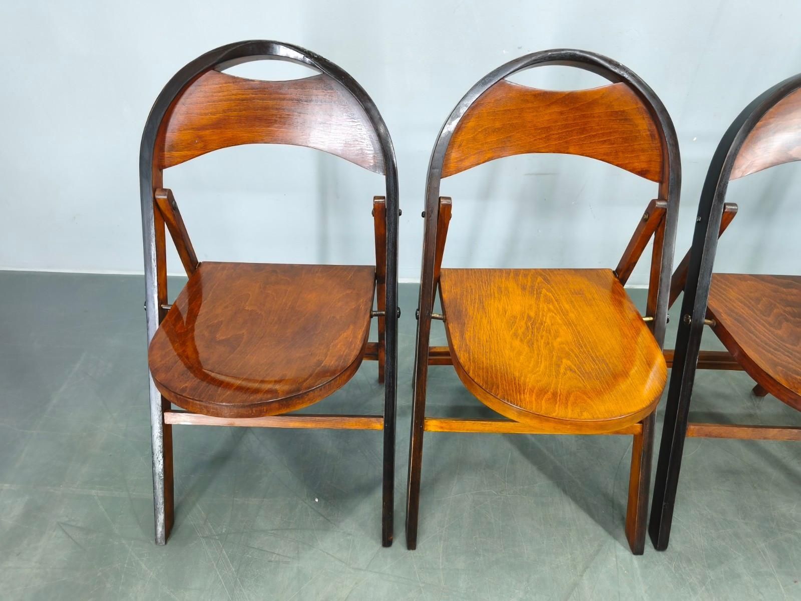Set Of Four Bauhaus Folding Chairs B751 By Ligna, Czechoslovakia 1930s photo vinterior