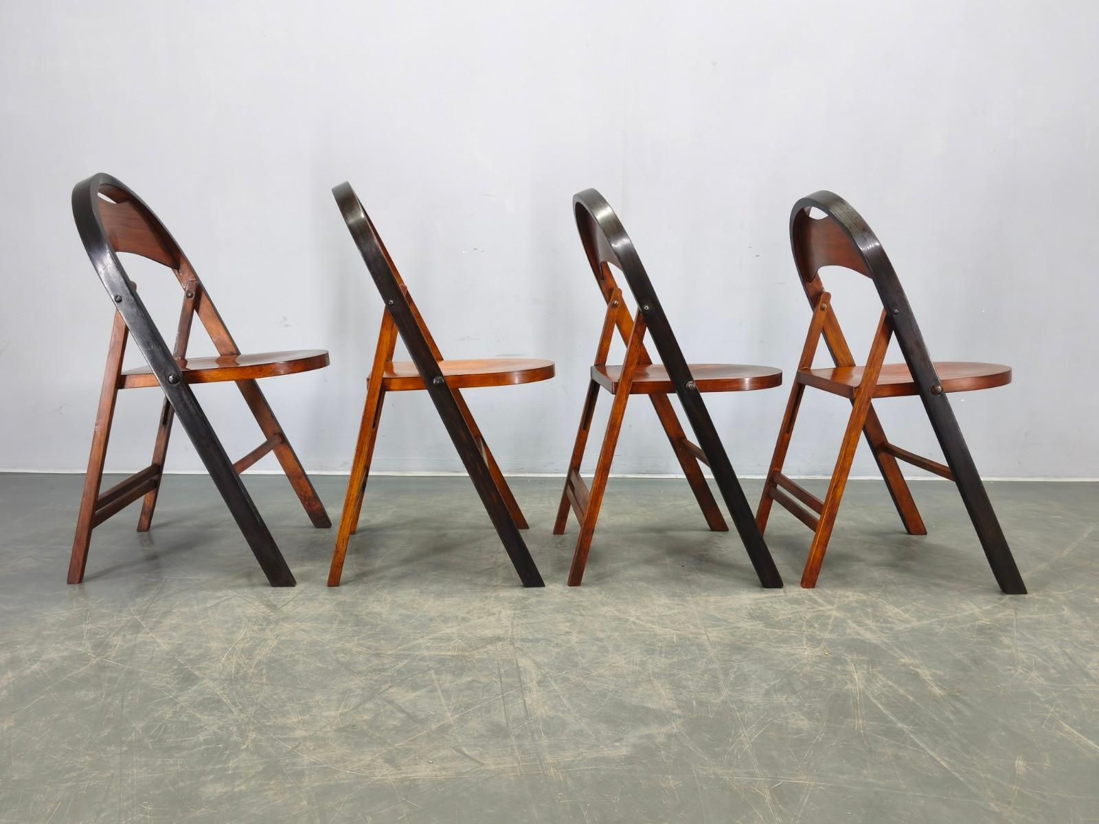 Furniture Set Of Four Bauhaus Folding Chairs B751 By Ligna, Czechoslovakia 1930s photo