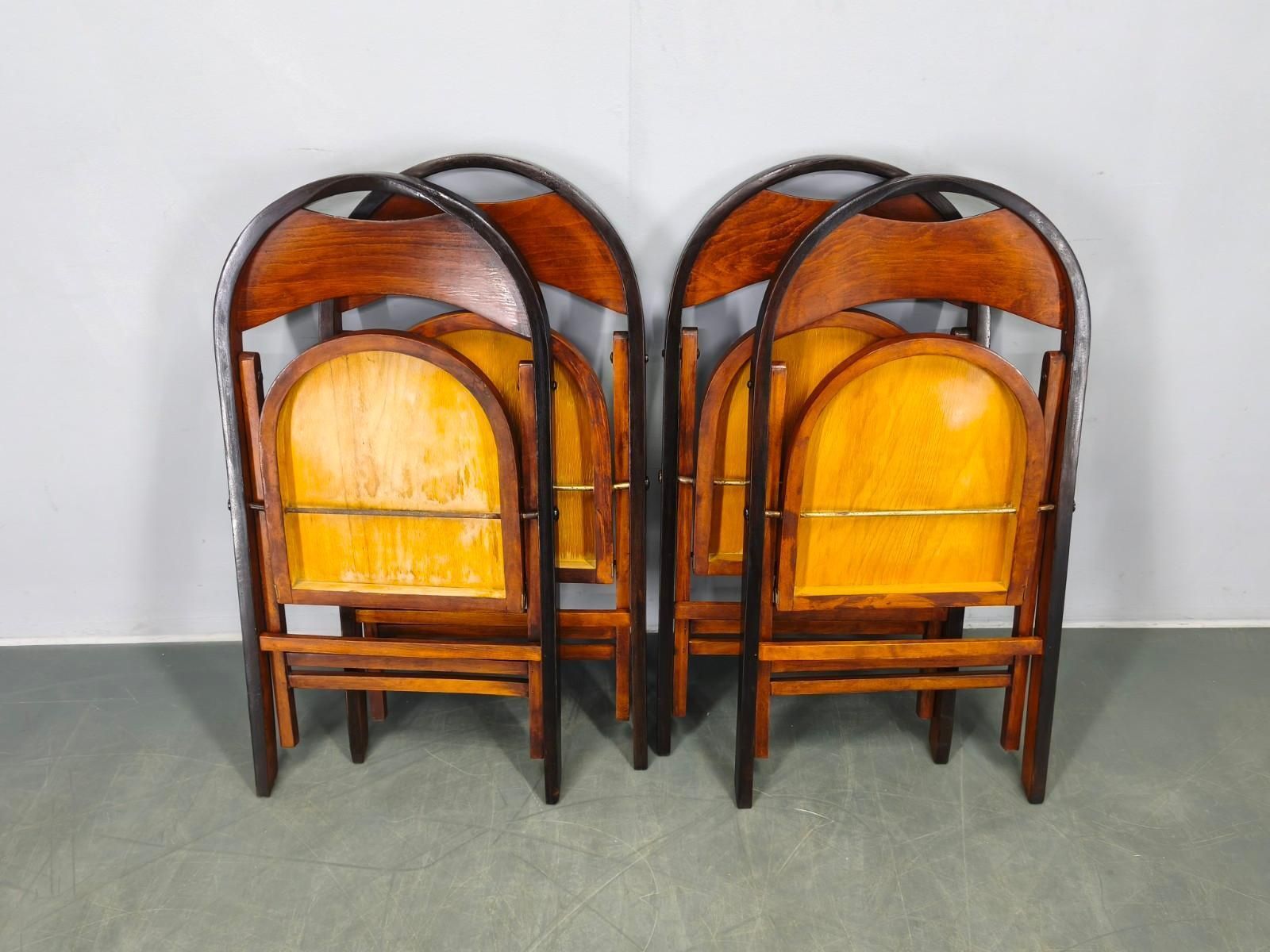 1308.0 Set Of Four Bauhaus Folding Chairs B751 By Ligna, Czechoslovakia 1930s photo