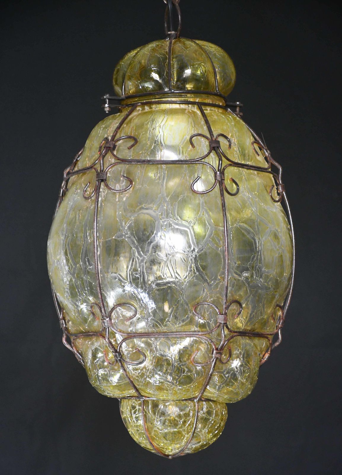 Wonderful Yellow Colour Venetian Lantern, Seguso Murano Glass, Italy, 1950s photo for sale