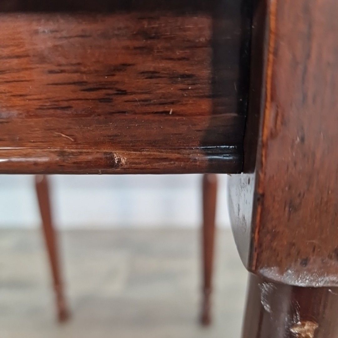60.0 Antique Mahogany Side Table Leather Top Edwardian Lamp Wooden Vintage photo
