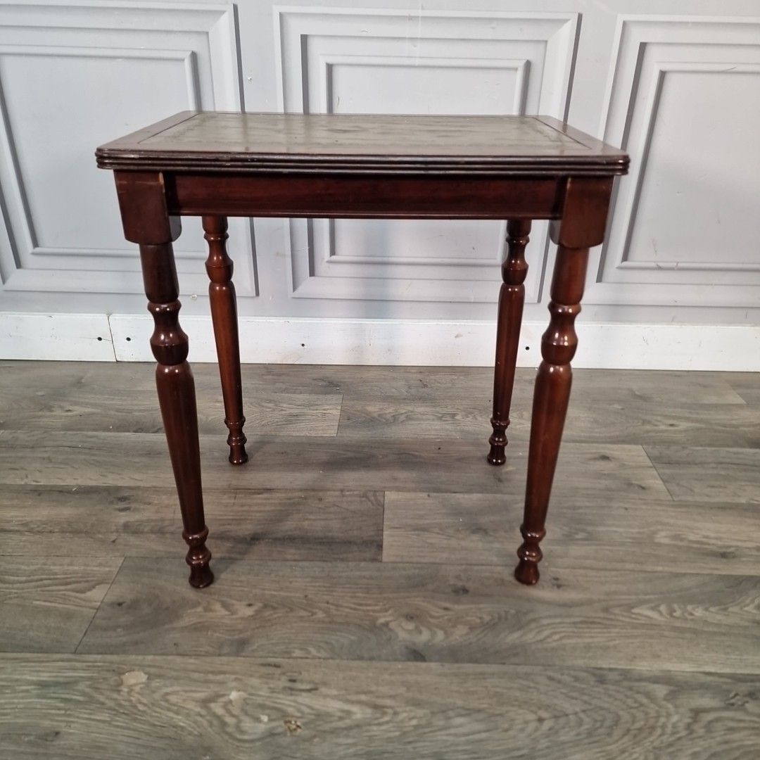 photo buy Antique Mahogany Side Table Leather Top Edwardian Lamp Wooden Vintage