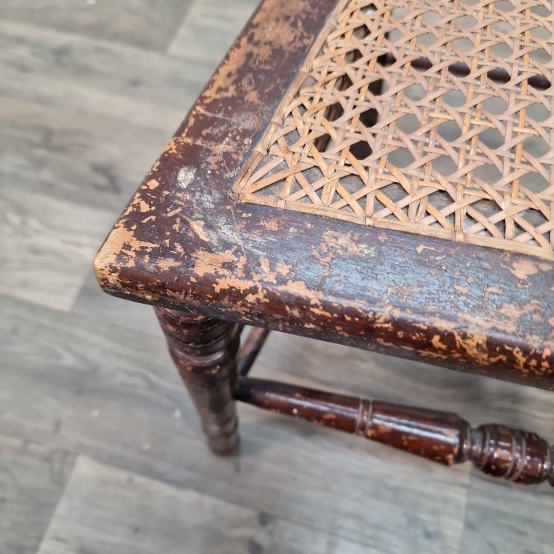 Antique Cane Bedroom Chair Carved Crest Victorian Dining Hall Seat Wooden photo 70.0