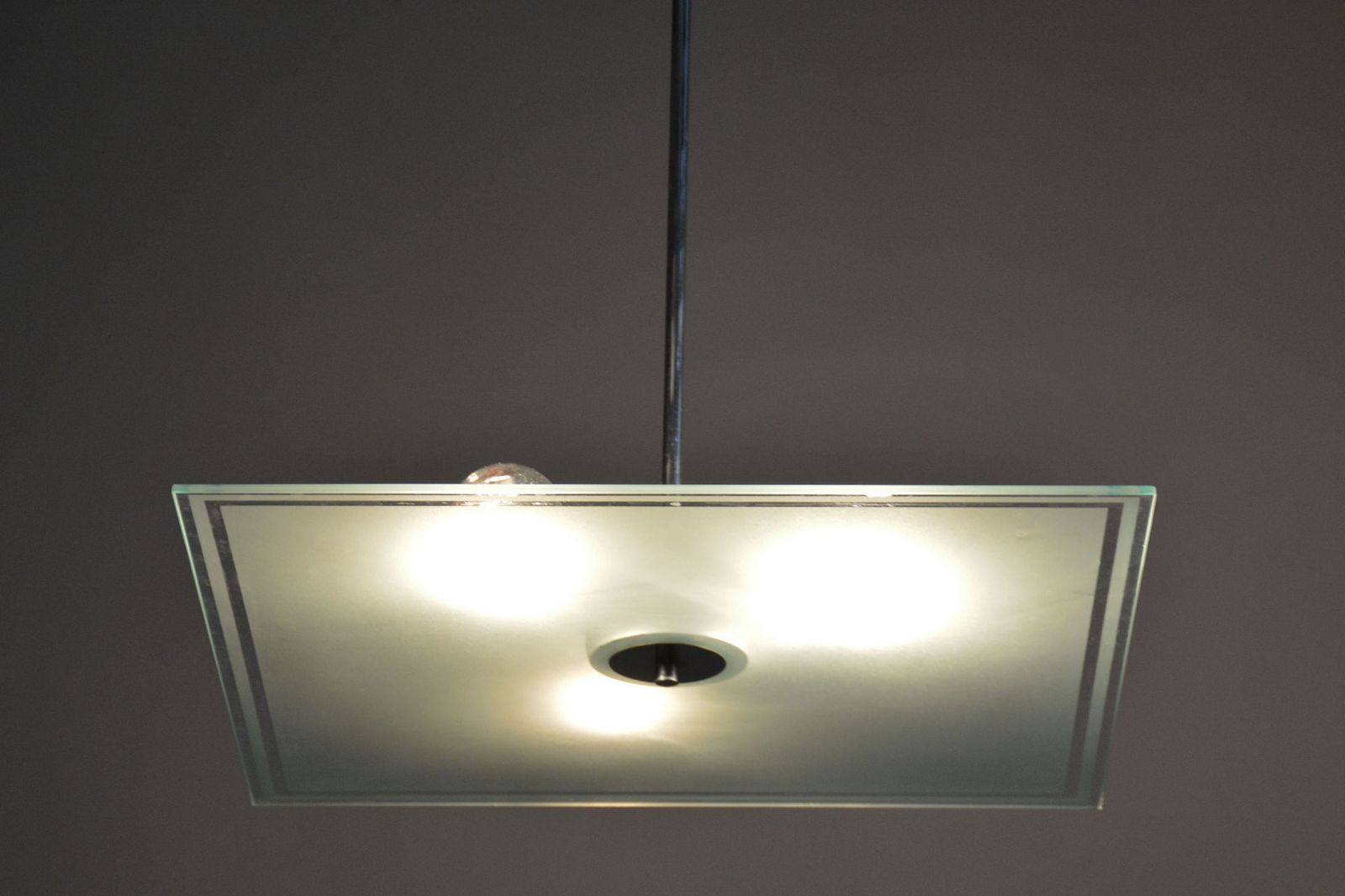 photo furniture Restored Bauhaus Chandelier, Chrome Plated Steel, Frosted Glass, Czech, 1930s