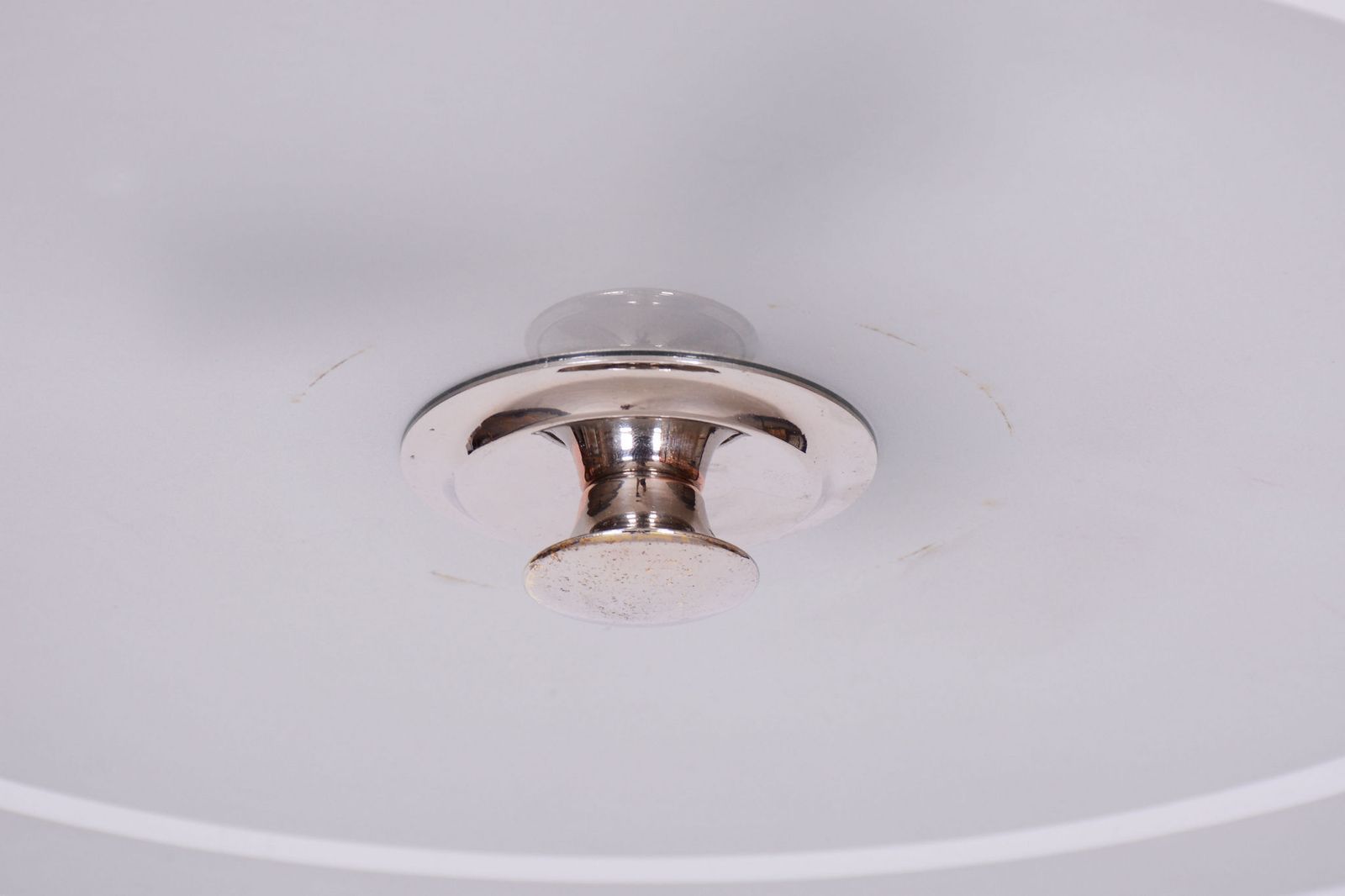 Restored Bauhaus Chandelier, Chrome Plated Steel, Milk Glass, Czech, 1930s photo vinterior