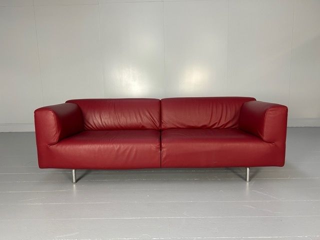 Cassina "250 Met" Large Sofa In Deep Red "Carminio" Pelle Scozia Leather photo furniture