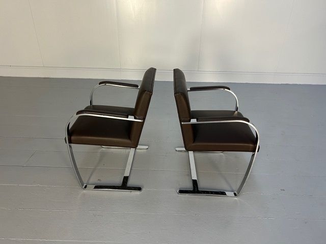 Pair Of Knoll Studio "Brno" Flat Bar Armchairs In Brown Leather photo 1900.0