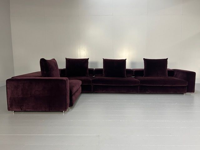 Molteni & C "Turner" L Shape Sectional Sofa In Aubergine Purple Velvet photo furniture