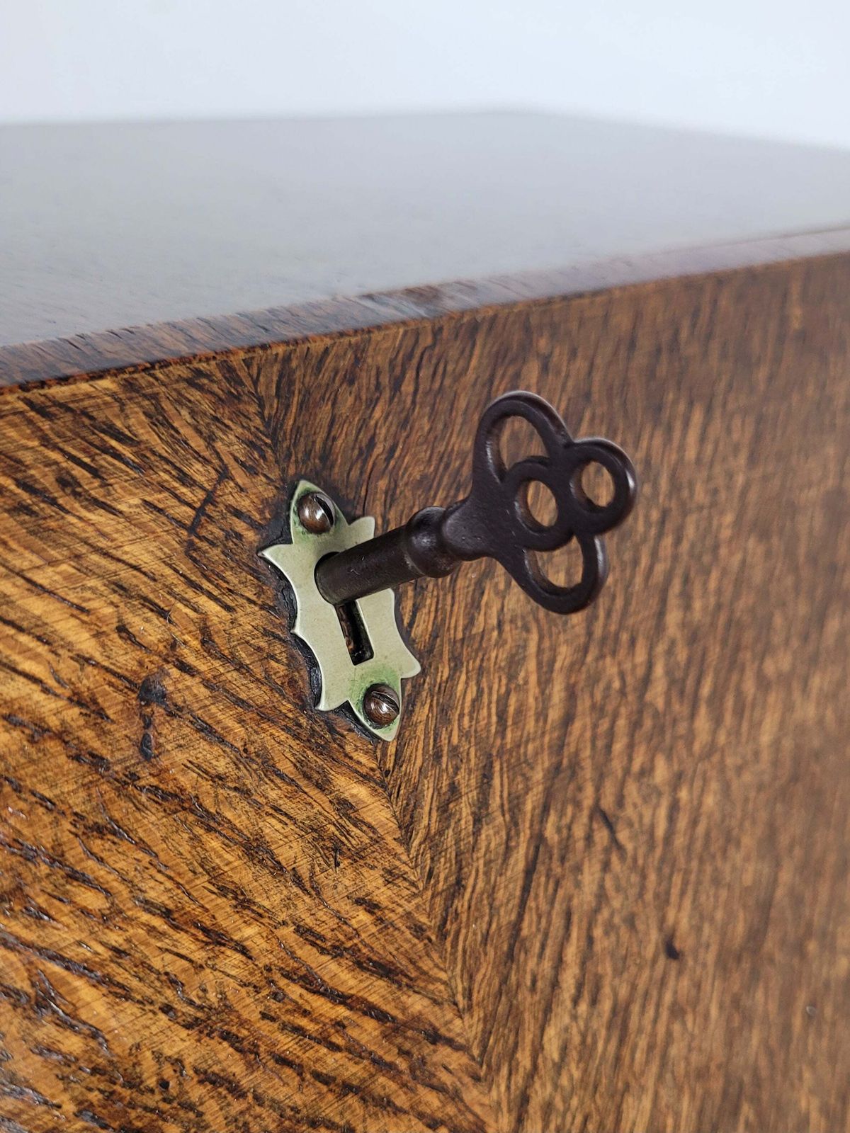 Oak Writing Bureau Desk Vintage 1960's Key & Lock Delivery Available photo vinterior